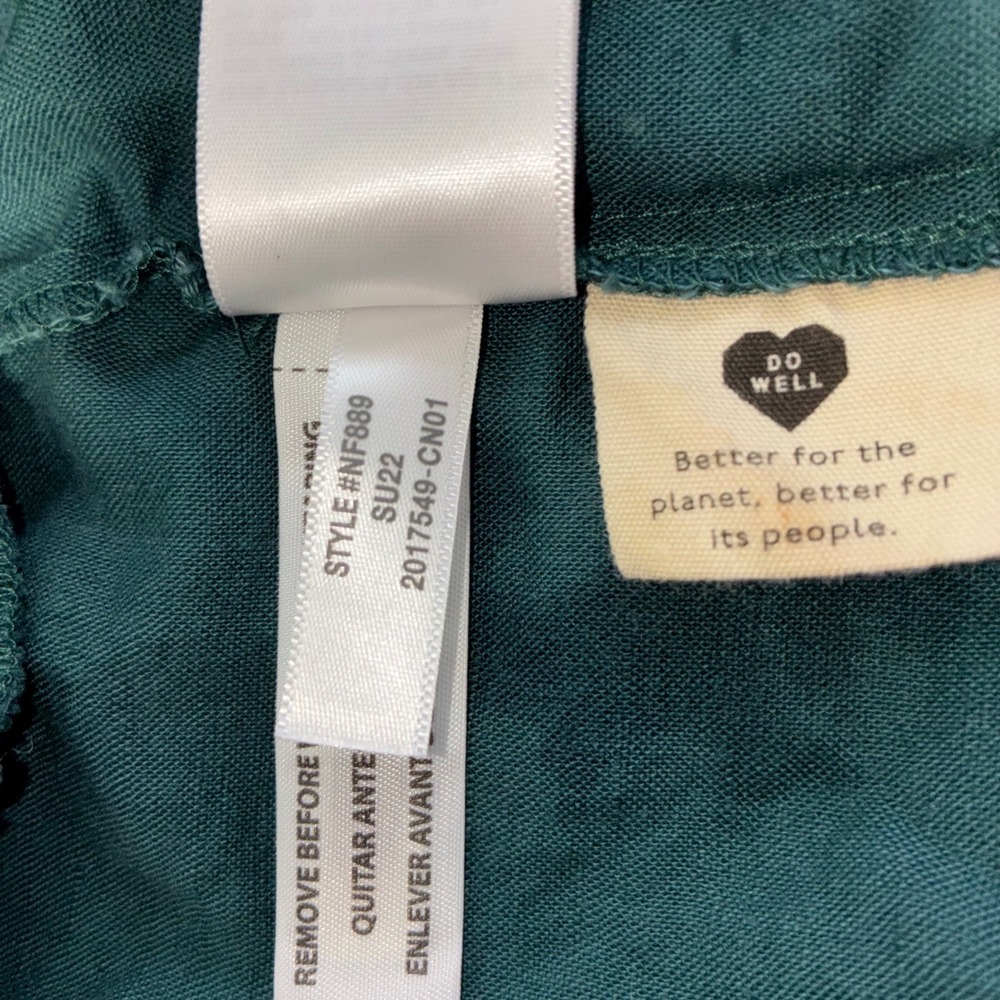 Madewell Dress Green Linen Embroidered Tiered Babydoll Boho Pockets Womens XS - Picture 9 of 9